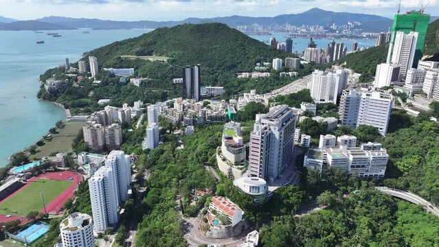 Cyberport Pok Fu Lam Aberdeen HKU is Hong Kong digital technology flagship and entrepreneurship incubation base, creating new economic power and flourishing innovation ecosystem,aerial drone Skyview
