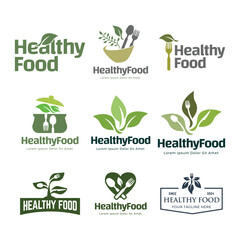 Set of Healthy Food Logo Template
