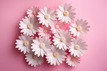 white daisies on a pink background