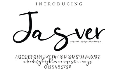 Jasver Font Stylish brush painted an uppercase vector letters, alphabet, typeface