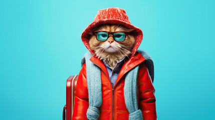 Cool hipster cat in a jacket - 743792638