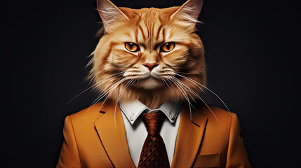 elegant cat - manager in a suit. - 743792668