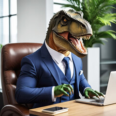 business dinosaur in a formal suit - 743792810
