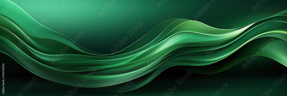Aufkleber A vibrant green background with abstract wavy lines flowing gracefully across the canvas, creating a sense of movement and depth