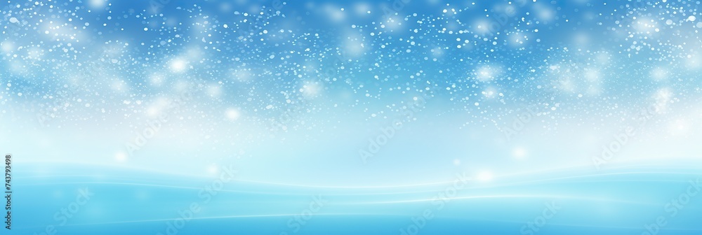 Poster a luminous blue backdrop adorned with delicate snowflakes, creating a serene and enchanting winter s