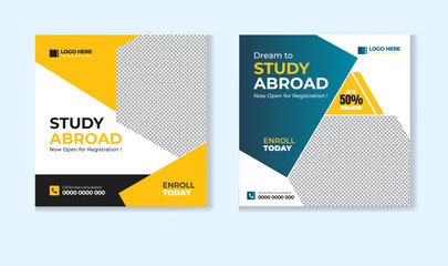 Study abroad social media post design template