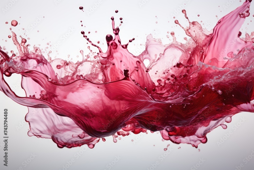 Aufkleber a vibrant red liquid bursts forth, splashing into the air with dynamic energy and movement, creating