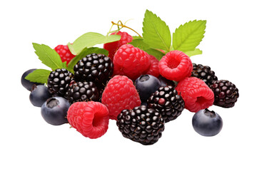 Fresh Mix groups of Berries isolated on background, delicious fruit with high vitamin and minerals, including strawberries, raspberries and blueberries.