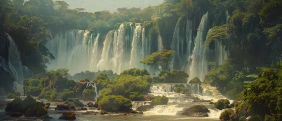 Papier Peint photo Lavable Brésil Iguazu Falls, where thundering cascades meet emerald pools, Argentina-Brazil