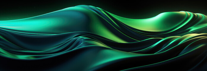 Green abstract 3D waves of fluid neon liquid
