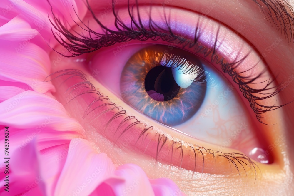 Aufkleber close-up of a persons striking blue eye, showcasing the intricate details and depth of color within 