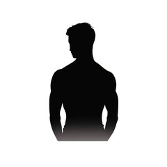 Black silhouette, tattoo of a man backwards on white isolated background. Vector.