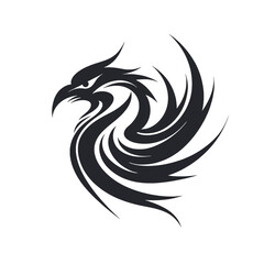 Black silhouette, tattoo of an eagle on white background. Vector.