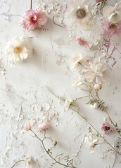 Pink and Beige Flowers Adorning White Wall