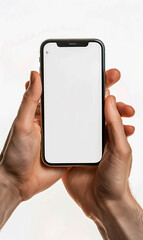 Unbranded iPhone in Clean Hands - Mockup Technology Concept