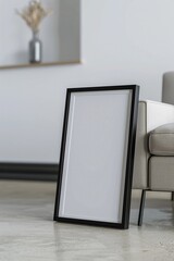 empty mockup frame isolated on white wall