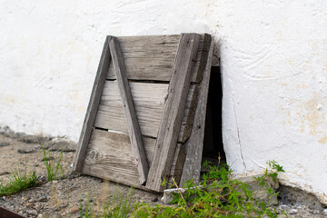 Rough wooden platform made of weathered boards