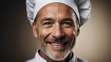 Portrait of a white male cook in the kitchen.