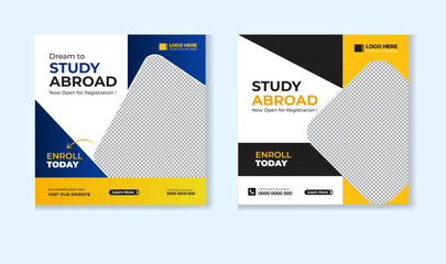 Study abroad social media post design template