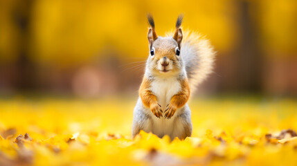 Red squirrel on nature background