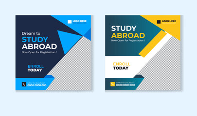 Study abroad social media post design template