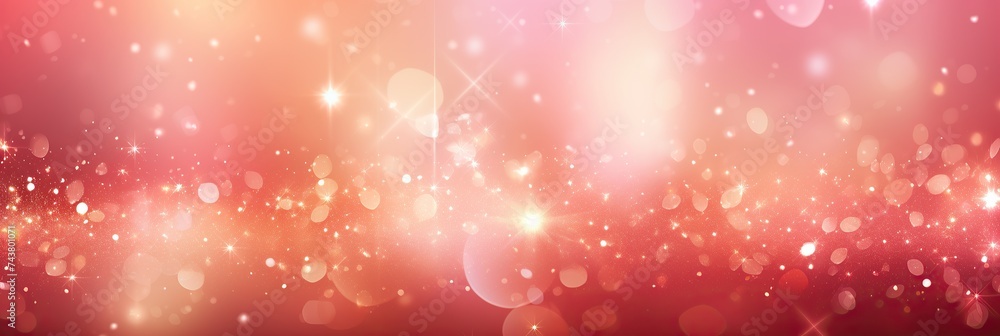 Poster glittering pink bokeh lights with sparkling effect.