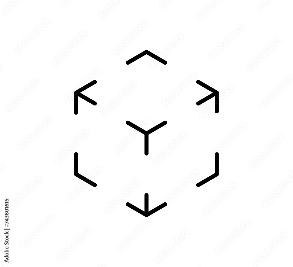 Poster isometric cube line icon. 3d box. augmented reality icon. concept ar symbol. black block symbol. 3d 