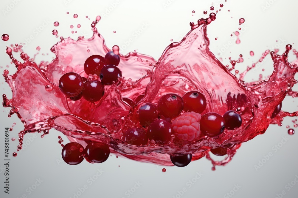 Aufkleber A vibrant red liquid splashes on a pristine white surface, creating a dynamic and visually striking contrast