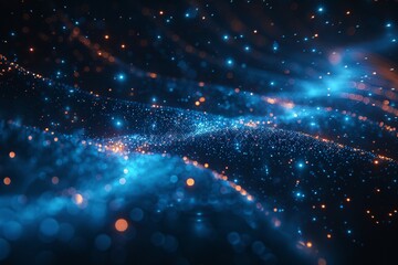 Future technology background composed of glowing particles, Internet communication technology concept illustration