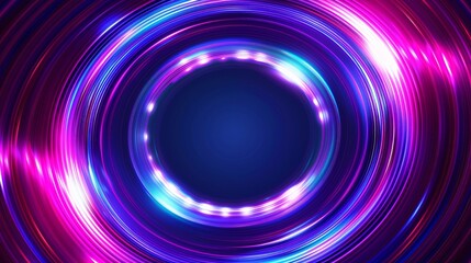 Obraz premium Technological glowing aperture background, colorful spiral coil graphic concept illustration on blue background