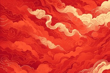 Chinese traditional auspicious cloud background picture, festive festival background illustration - obrazy, fototapety, plakaty