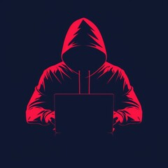 Illustration of a Hacker working on his laptop
