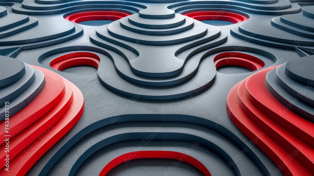 Aufkleber dark matte abstract 3d wavy smooth background in black and red tones for aesthetic design projects