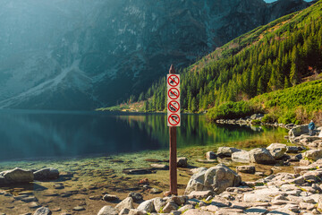 Tatra National Park in Poland. Famous mountains lake Morskie oko or sea eye lake In High Tatras. Five lakes valley. High quality photo © Shi 