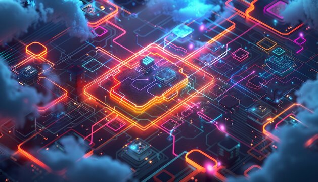 Real-Time Data Synchronization Across Cloud Platforms, real-time data synchronization across cloud platforms with an image displaying data being synchronized between multiple cloud services, AI