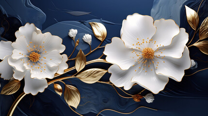 A Wallpaper 3D Botanical Flowers with One Big