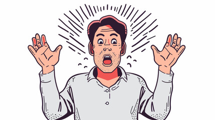Vector illustration of a man with a surprised expression on his face.