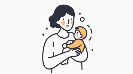 Vector illustration of a woman holding a newborn baby in her arms.