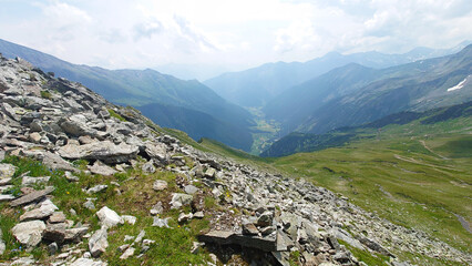 Beautiful mountain view from the Mallnitz Alps in Carinthia, Austria. View into the valley of Mallnitz.