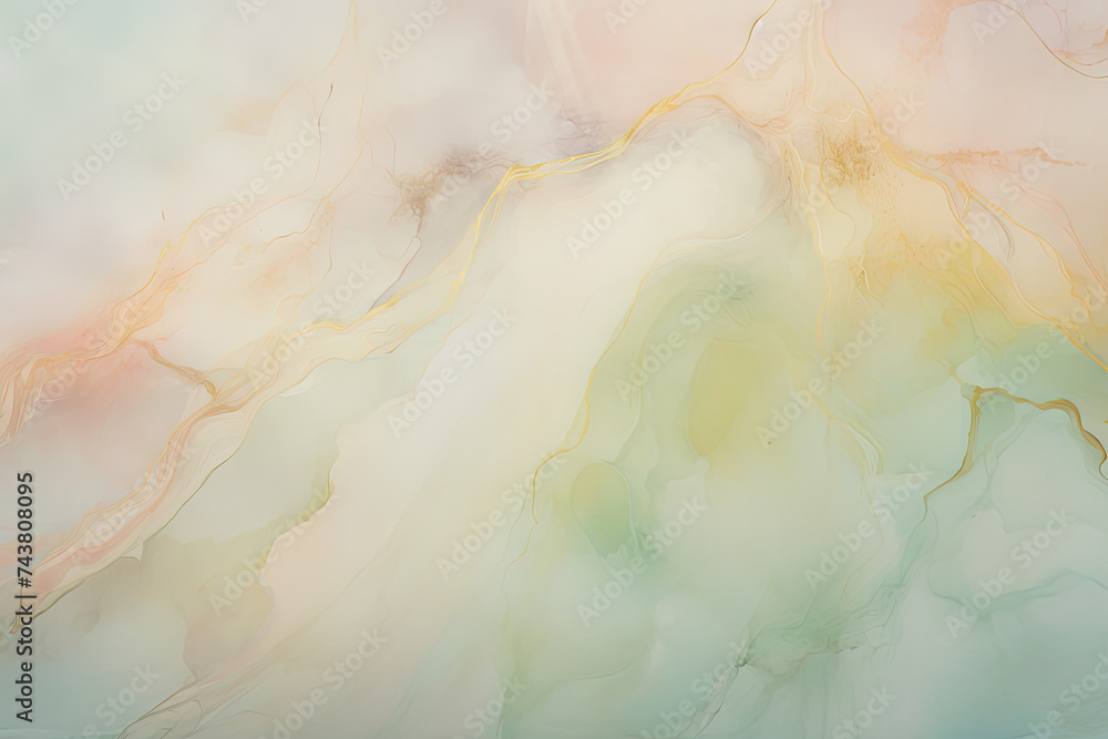 Poster beautiful combination of green, yellow, and pink colors that create a harmonious and captivating vis