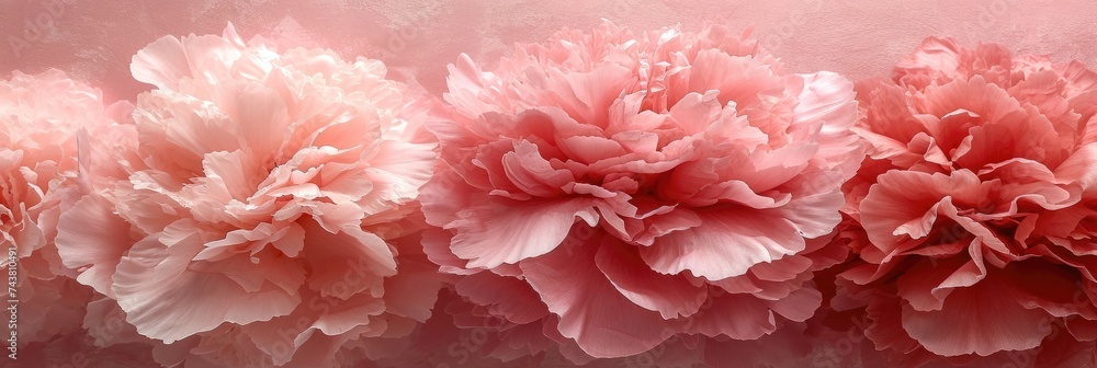Poster a cluster of delicate pink flowers on a soft pink background, creating a beautiful and harmonious co