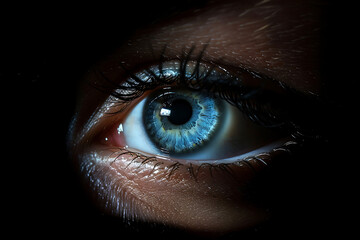 Blue womans eye iris