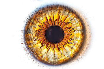 Yellow iris eye isolated on white background