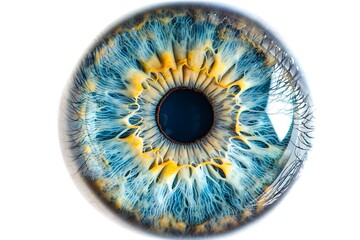 Blue iris eye isolated on white