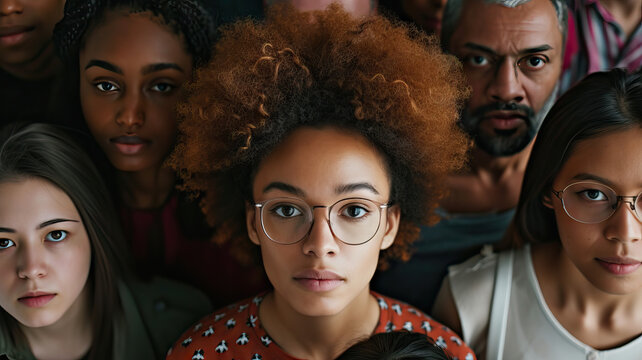 Community Support: A group of diverse people coming together in support and solidarity, showing the power of community and connection