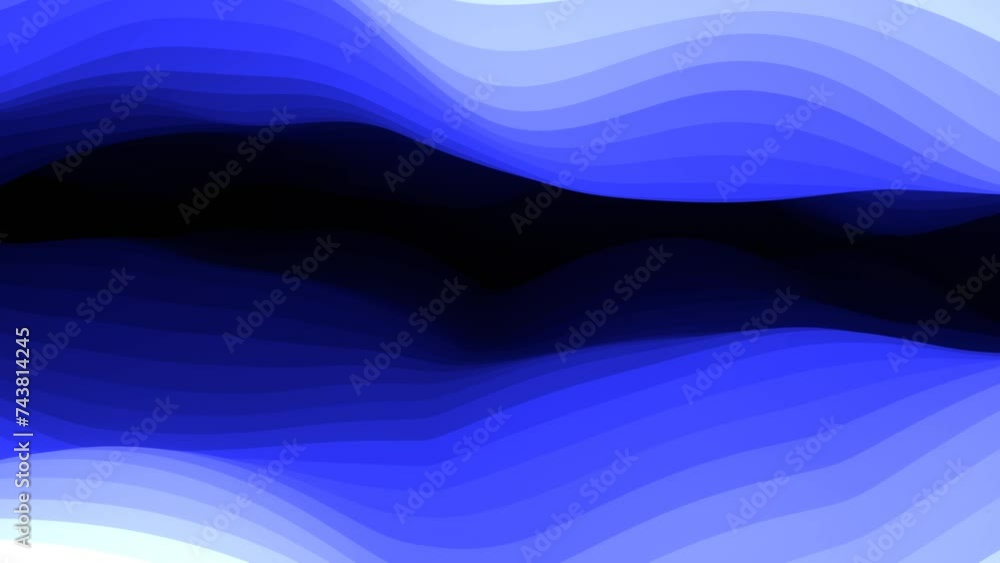 Poster abstract blue waves on a black background loop animation