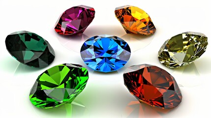 Fototapeta premium Colorful shiny gemstones on white background