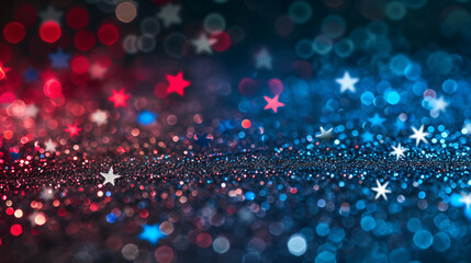 Abstract patriotic red white and blue glitter sparkle