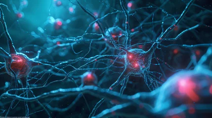 Deurstickers Active nerve cells signals © Pixel