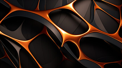 Abstract organic structure on black. Chaotic structure. 3D render illustration. Geometric back